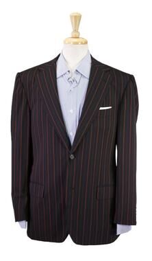 Baldessarini Hugo Boss Black w/ Bold Orange Pinstripe Boating Blazer Jacket 40R